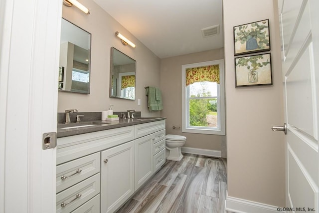 5 Hunter Ct, Milton, NY 12020 - bathroom with toilet, double vanity, baseboards, and wood finished floors