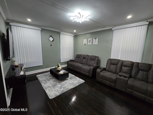 1117 Mcclellan St, Schenectady, NY 12309 - living area with ornamental molding, hardwood / wood-style flooring, recessed lighting, and baseboards