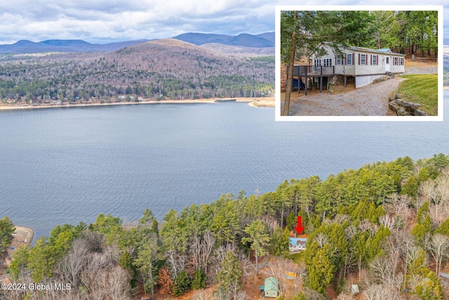 12 Birch Pl, Day, NY 12835 - water view featuring mountains and a heavily wooded area
