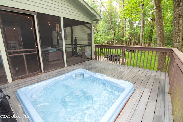 124 Edie Rd, Wilton, NY 12866 - wooden terrace with a sunroom