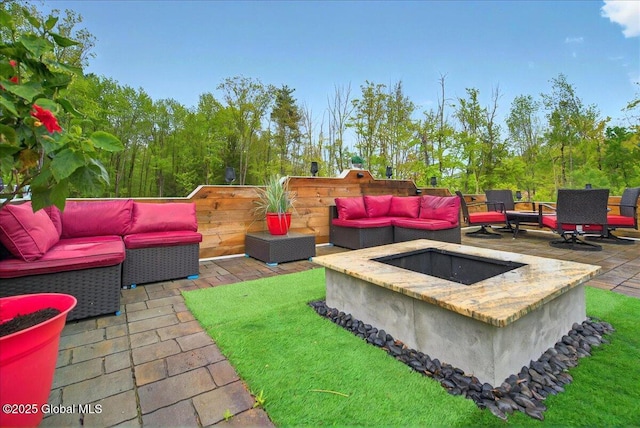 14 Calvin Cole Rd, Stephentown, NY 12169 - view of patio / terrace with an outdoor living space with a fire pit