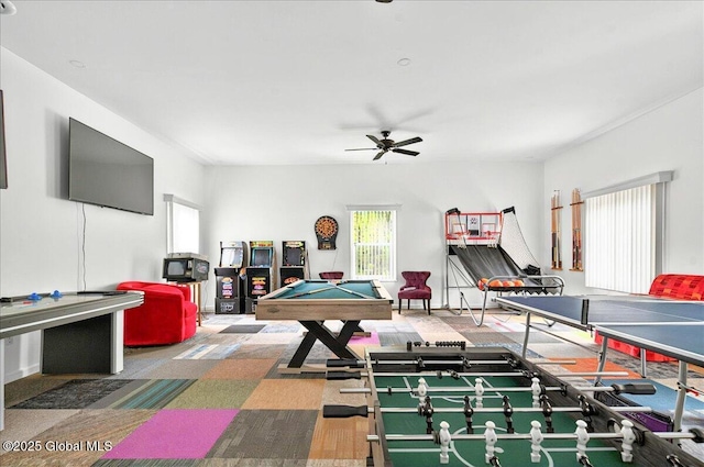 14 Calvin Cole Rd, Stephentown, NY 12169 - recreation room featuring healthy amount of natural light, a ceiling fan, and carpet flooring