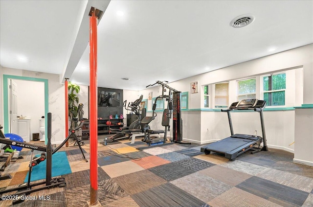 14 Calvin Cole Rd, Stephentown, NY 12169 - workout area with baseboards, carpet flooring, and recessed lighting