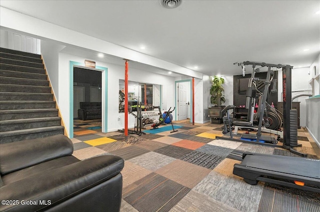 14 Calvin Cole Rd, Stephentown, NY 12169 - exercise room with baseboards, recessed lighting, and carpet flooring