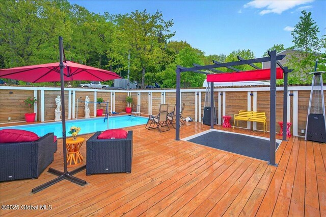 14 Calvin Cole Rd, Stephentown, NY 12169 - view of swimming pool featuring a pergola, a deck, and a fenced backyard