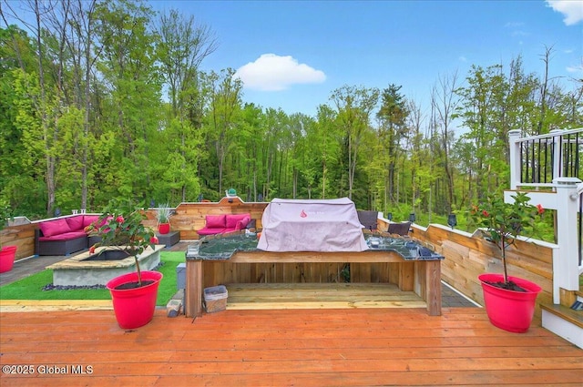 14 Calvin Cole Rd, Stephentown, NY 12169 - wooden terrace with outdoor lounge area and a wooded view
