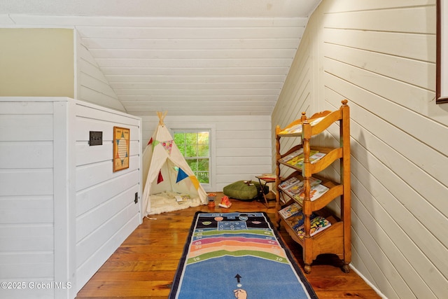 9 Longwood Dr, Saratoga Springs, Inside, NY 12866 - game room with wood finished floors, lofted ceiling, and wood walls