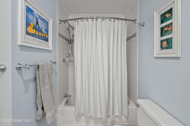 9 Longwood Dr, Saratoga Springs, Inside, NY 12866 - bathroom featuring shower / bath combination with curtain and ornamental molding