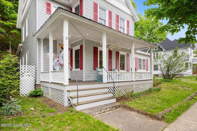 32 Main St, Lake Luzerne, NY 12846 - view of front of property featuring a porch