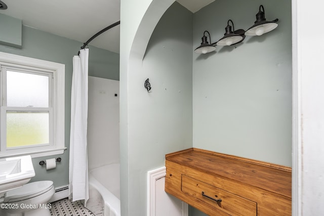 2044 Caldicott Rd, Rotterdam, NY 12303 - bathroom featuring toilet and shower / bathtub combination with curtain