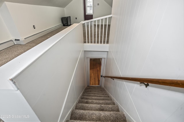 2044 Caldicott Rd, Rotterdam, NY 12303 - stairs featuring carpet floors and baseboard heating