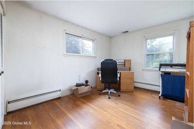 184 Main St, South Glens Falls, NY 12803 - office area featuring baseboard heating and light wood-style flooring
