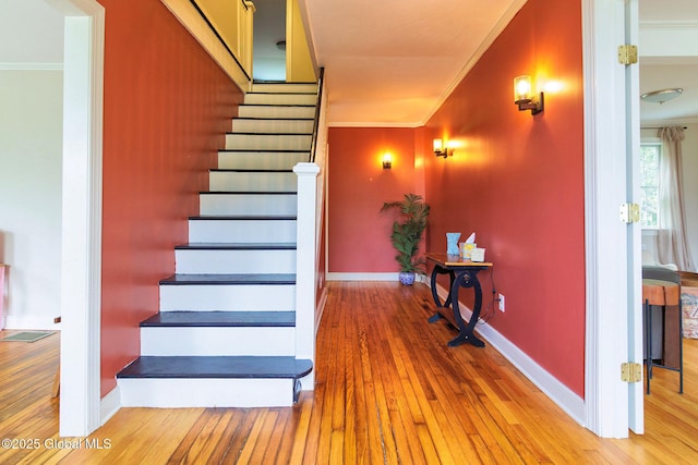773 Charlton Rd, Charlton, NY 12019 - stairway with ornamental molding and hardwood / wood-style flooring