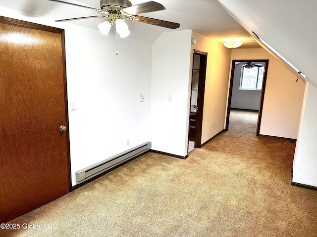 2618 Stanton St, Rotterdam, NY 12306 - empty room with a ceiling fan, baseboard heating, light carpet, and baseboards