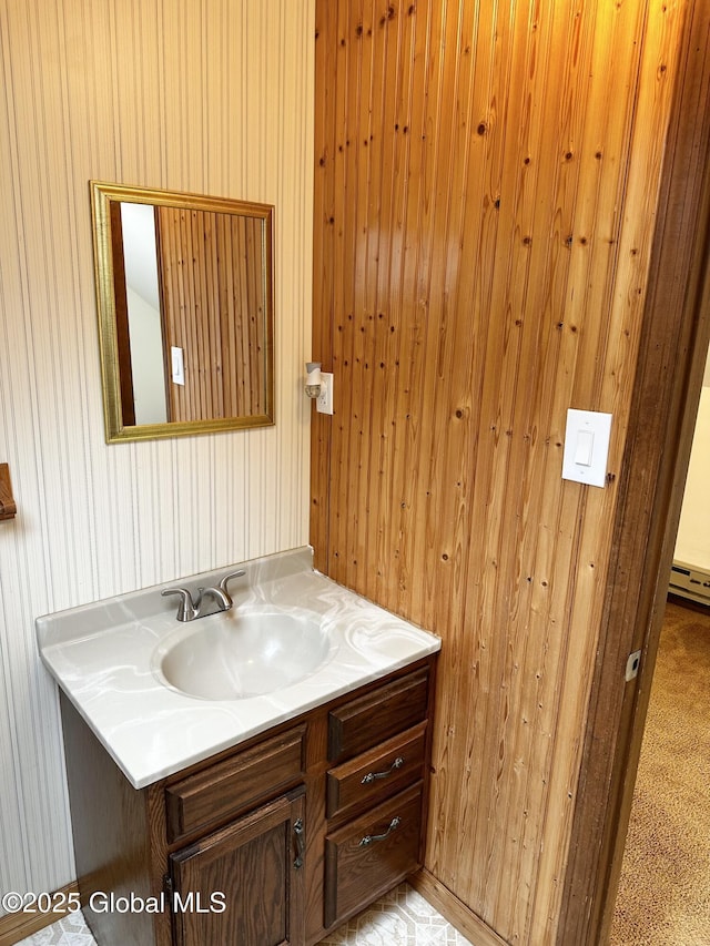 2618 Stanton St, Rotterdam, NY 12306 - bathroom featuring vanity and wooden walls