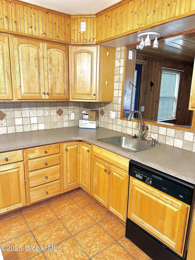 2618 Stanton St, Rotterdam, NY 12306 - kitchen featuring dishwasher, a sink, tasteful backsplash, light tile patterned floors, and light countertops