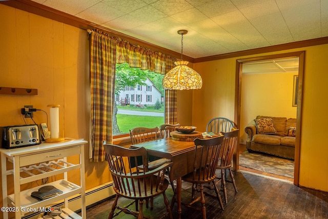 1038 Vly Summit Rd, Cambridge, NY 12834 - dining space featuring crown molding and dark wood-type flooring