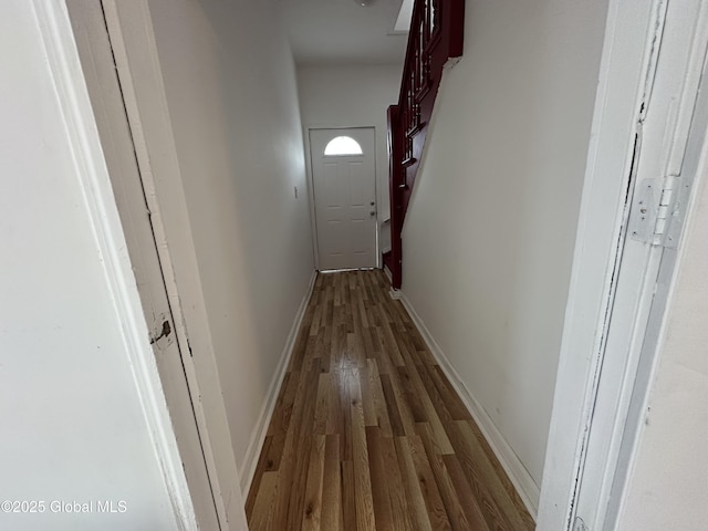 1 Swan St, Schenectady, NY 12307 - corridor featuring dark wood-style flooring and baseboards