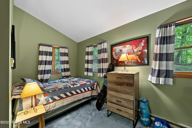 38 N Island Rd, Bolton, NY 12814 - carpeted bedroom featuring lofted ceiling