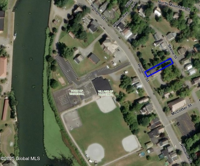 31 Williams St, Whitehall Village, NY 12887 - aerial view of property's location with property parcel outlined