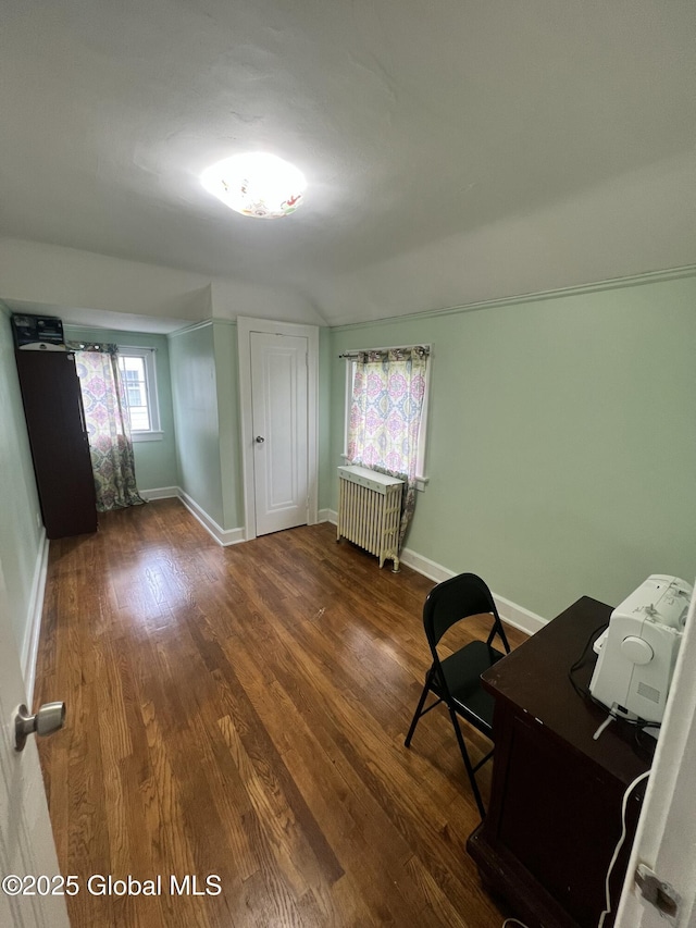 194 S Main Ave, Albany, NY 12208 - office area featuring radiator, wood finished floors, and baseboards