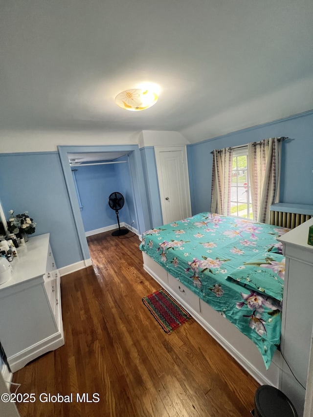194 S Main Ave, Albany, NY 12208 - bedroom with dark wood-style flooring and vaulted ceiling