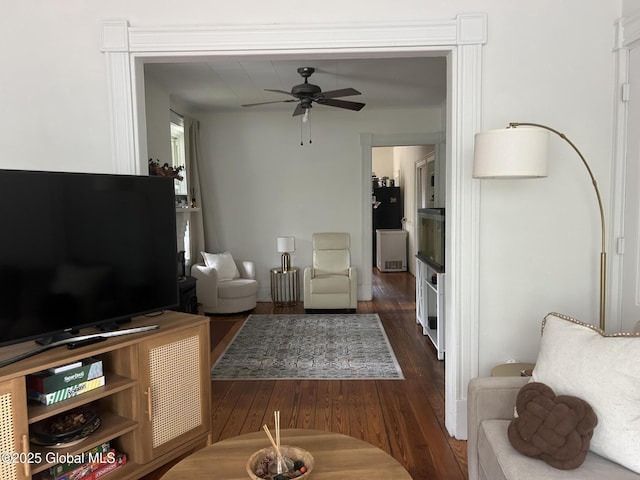 281 10th St, Troy, NY 12180 - living area featuring wood-type flooring and ceiling fan