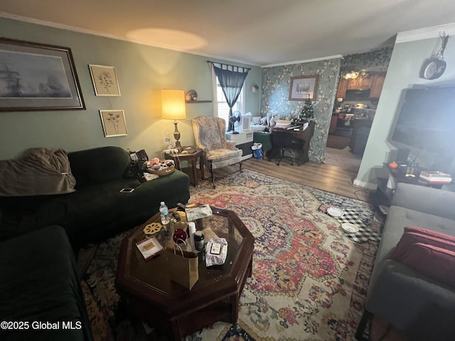 14 Lower Turnpike Rd, Granville, NY 12832 - living room with crown molding, wood finished floors, and an office area