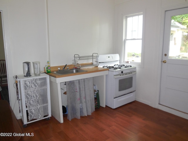 114 Washington St, Sharon Springs, NY 13459 - kitchen with gas range gas stove, wood finished floors, and a sink