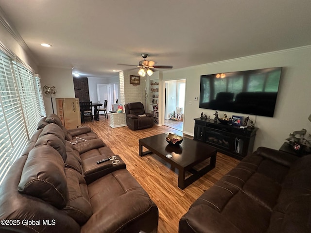 5 Wincrest Dr, Queensbury, NY 12804 - living room with ceiling fan, crown molding, and wood finished floors