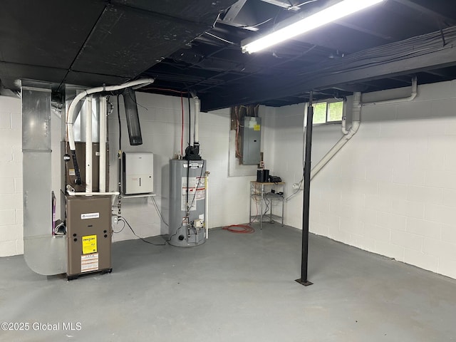 5 Wincrest Dr, Queensbury, NY 12804 - basement featuring gas water heater, electric panel, and heating unit