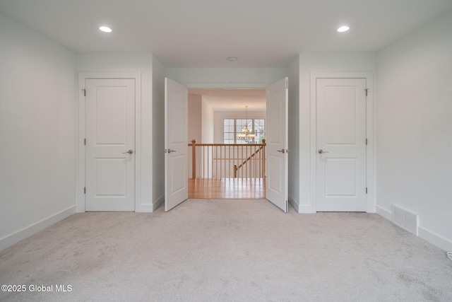 45 Tamarack Ln, Colonie, NY 12309 - unfurnished bedroom featuring carpet floors, a chandelier, baseboards, and recessed lighting