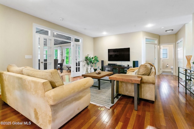 41 Tipperary Way, Clifton Park, NY 12019 - living area with french doors, dark wood-type flooring, recessed lighting, and baseboards