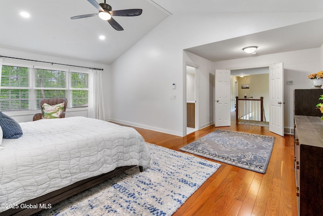 41 Tipperary Way, Clifton Park, NY 12019 - bedroom with lofted ceiling, wood finished floors, baseboards, ceiling fan, and recessed lighting
