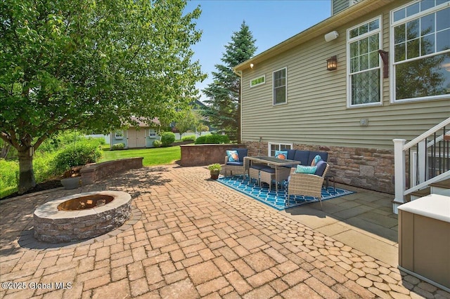 19 Hidden Farm Ln, Halfmoon, NY 12118 - view of patio / terrace featuring an outdoor fire pit