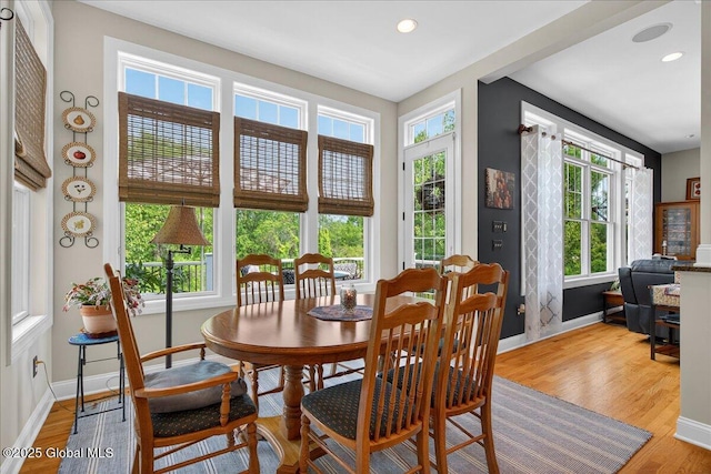 19 Hidden Farm Ln, Halfmoon, NY 12118 - dining space with healthy amount of natural light, baseboards, light wood-type flooring, and recessed lighting