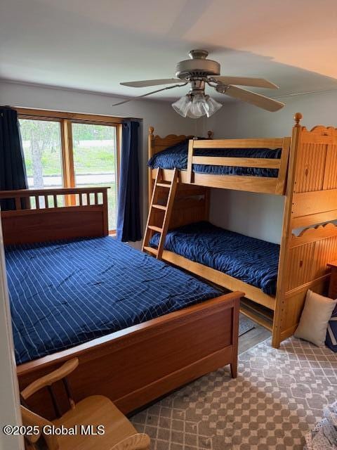 30 Freebern Rd Unit 30C, Johnsburg, NY 12853 - bedroom featuring access to outside and ceiling fan