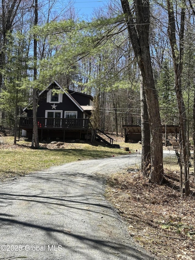34 Park Rd, Johnsburg, NY 12843 - view of front facade featuring asphalt driveway and a deck