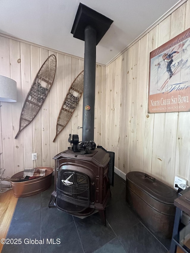 34 Park Rd, Johnsburg, NY 12843 - detailed view of a wood stove and wooden walls