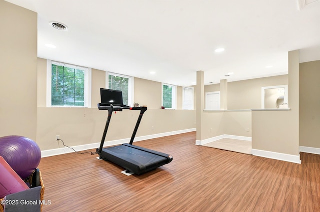 779 Waldens Pond, Guilderland, NY 12203 - workout area with baseboards, light wood-style floors, recessed lighting, and healthy amount of natural light