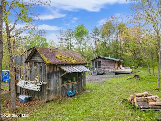 429 Posson Hill Rd, Middleburgh, NY 12122 - view of green lawn featuring a wooden deck