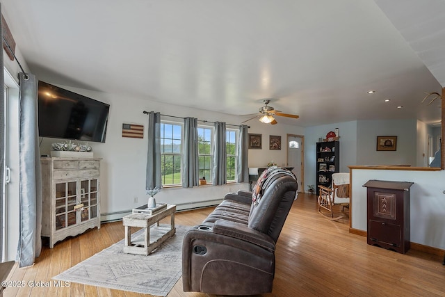 19 Lentine Way, Hebron, NY 12865 - living area with ceiling fan, light wood finished floors, and recessed lighting