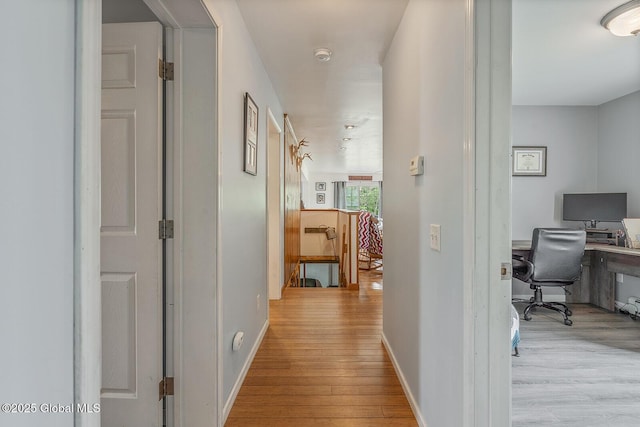 19 Lentine Way, Hebron, NY 12865 - hall with light wood-style floors, a desk, and baseboards
