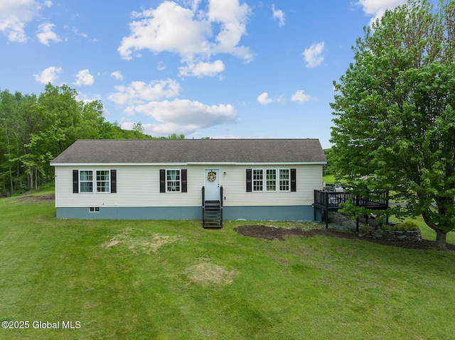19 Lentine Way, Hebron, NY 12865 - view of front of house featuring a front yard, entry steps, and a deck
