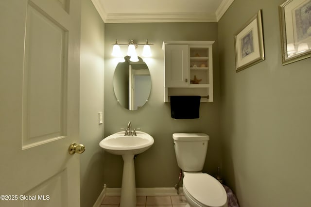 110 Old Coach Rd, Clifton Park, NY 12065 - bathroom featuring ornamental molding, baseboards, toilet, and tile patterned flooring