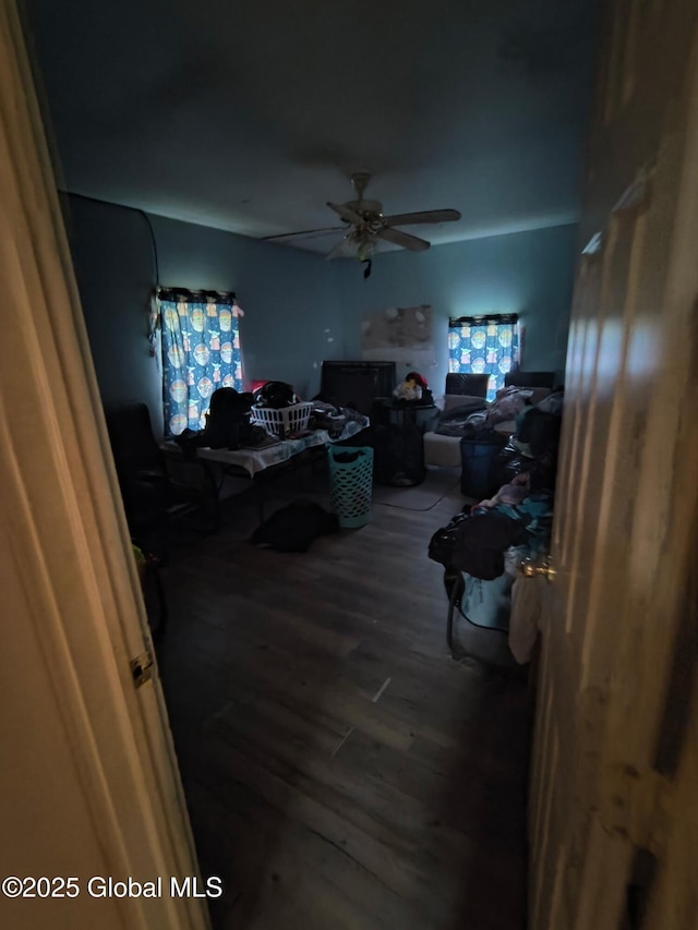 479 Junction Rd, Esperance, NY 12066 - living area with a ceiling fan and wood finished floors