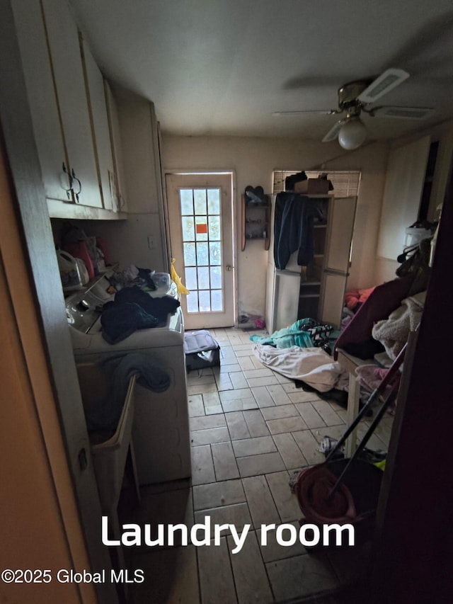 479 Junction Rd, Esperance, NY 12066 - washroom with cabinet space, separate washer and dryer, and a ceiling fan