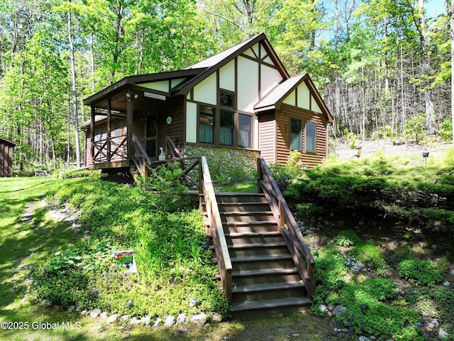 268 Dodd Hill Rd, Hague, NY 12836 - view of front of property featuring stairs and a porch