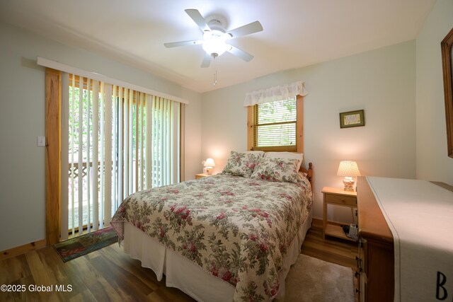 268 Dodd Hill Rd, Hague, NY 12836 - bedroom with wood finished floors, baseboards, and a ceiling fan