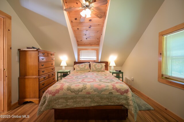 268 Dodd Hill Rd, Hague, NY 12836 - bedroom featuring wood finished floors, baseboards, vaulted ceiling, and wood ceiling